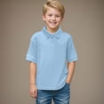 thumbnail image 2 of NIEWTR School Uniform Polo Shirts for Boys Button Closure Short Sleeve Tops Classic Fit Casual Shirts（Sky Blue,4-5 Years), 2 of 9