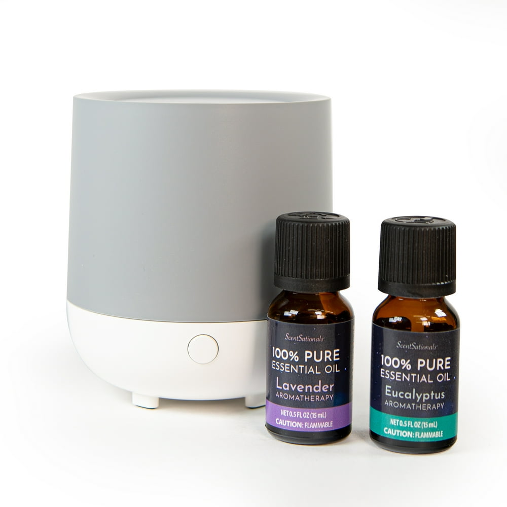 ScentSationals Essential Oil Diffuser 3 Piece Set, Grey, 100mL with 2