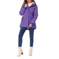 thumbnail image 2 of Abrigo parka para mujer Inspire Chic con cinturón, bolsillos, mangas largas y capucha de piel sintética XL Violeta, 2 of 6