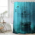 thumbnail image 4 of Ocean Shipwrecks Bathroom Shower Curtains with 12 Hooks Polyester Waterproof Shower Curtain for Stalls and Bathtubs Coastal Nautical Dolphins Vintage Decorative Bathroom Privacy Curtain 60x72 Inches, 4 of 9