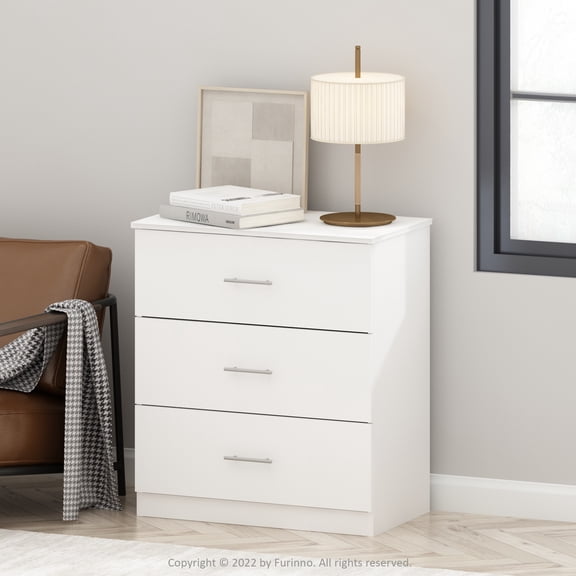 Furinno Tidur Simple Design 3-Drawer Dresser with Handle, Solid White