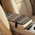 thumbnail image 4 of Xoenoiee Aztec Southwest American Tribal Pattern Car Accessories Set of 5, PU Leather Front Seat Covers, Seatbelt Covers and Center Console Armrest Cover, Universal Fit for Most Vehicles, 4 of 7