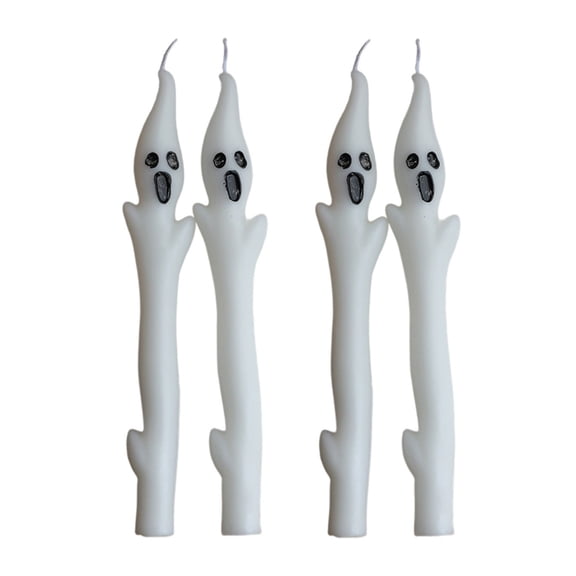 4 Pack Halloween Ghost Taper Candles Decorations Indoor Halloween Candlesticks Centerpieces for Tables Unscented Candle Decoration for Mantel Table Spooky Ghosts Candle Decor for Home Party Room
