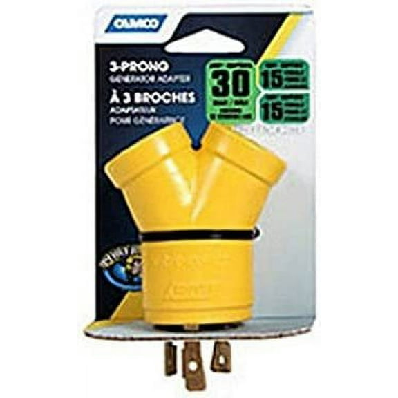 Camco 55433 - RV Trailer Camper 30M/2X15F Amp Powergrip Generator Adpt 3 Prong 125 Camco 55433