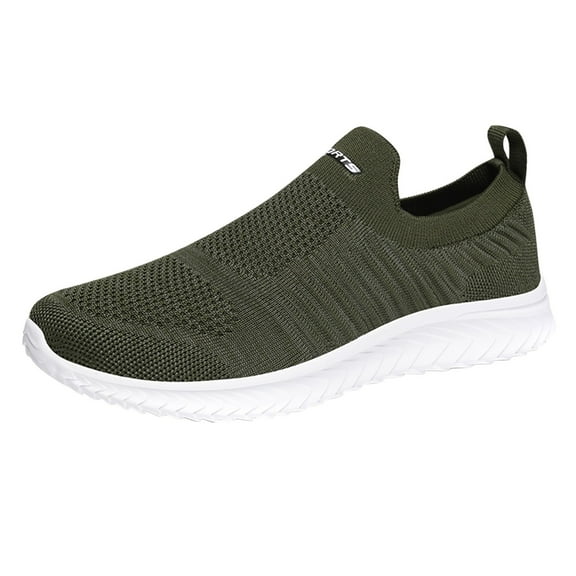 CAICJ98 Mens Shoes Slip On Knit Walking Shoes Breathable Casual Shoes Lightweight Athletic Sneakers for Men Green,7.5