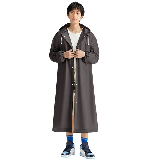 Chubasquero impermeable Poncho de lluvia con capucha reutilizable abrigos de lluvia largos con capucha a prueba de viento cordón para viajes al aire libre emergencia