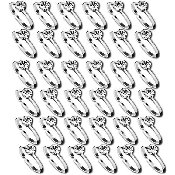 Sister Novelties Put a Ring on It Bridal Shower Game, Silver Fake Diamond Rings, 36 Count