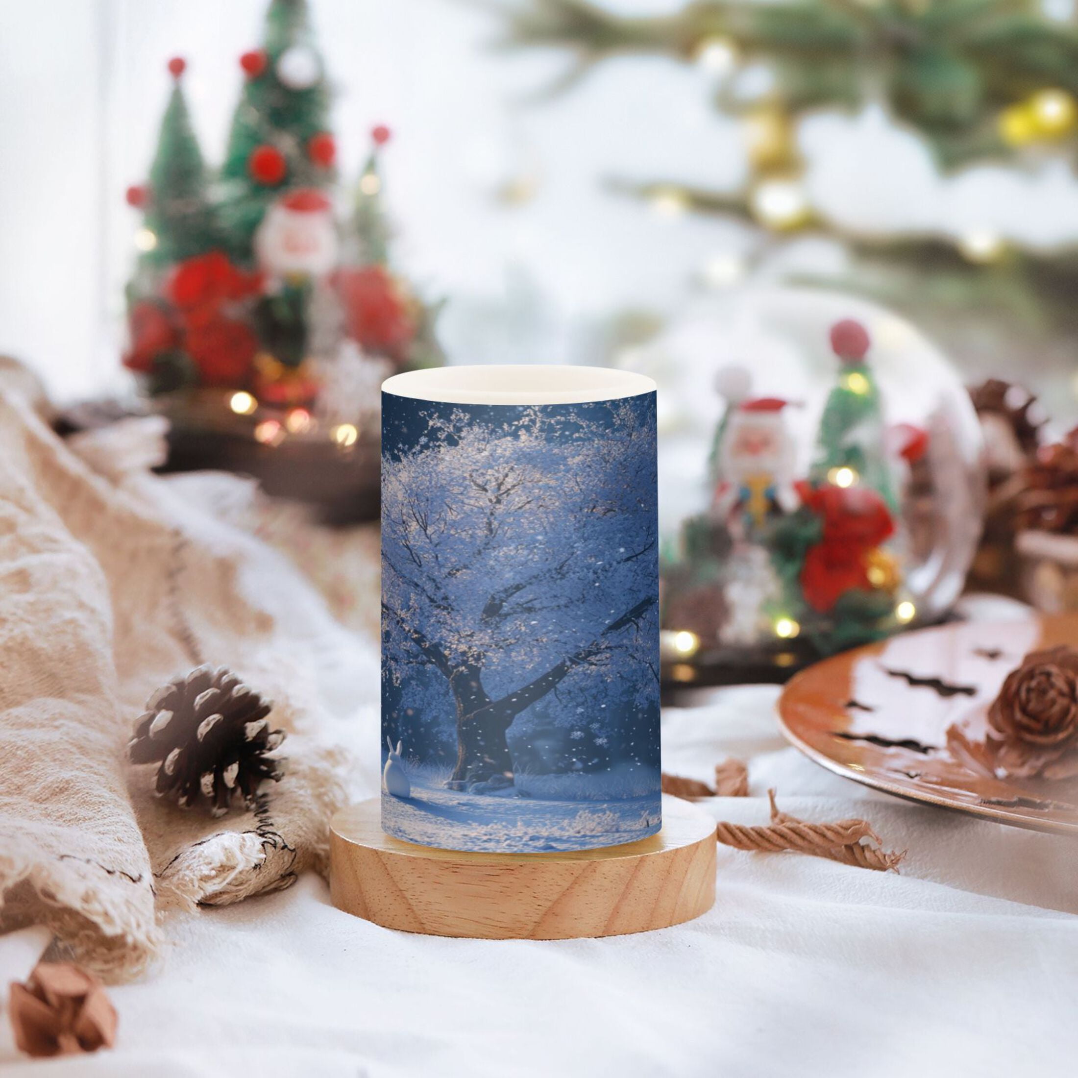 2 PCS Flameless Candles with Remote Timer LED Battery Operated Flickering Candle Light for Wedding Table Home Decoration Gifts Beautiful Winter Night Scene