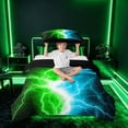 thumbnail image 3 of meiyoeat Neon Lightning Pattern Twin Bedding for Boys, Electric Green Blue Print Duvet Cover Set, Black Reversible2 Pieces, 1 Duvet Cover and 1 Pillowcase, 3 of 7