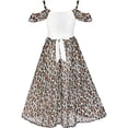 thumbnail image 3 of Girls Dress Chiffon Leopard Print Cold Shoulder Maxi Dress 14, 3 of 7