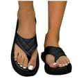 thumbnail image 3 of HomeDM Women's Flip Flops Sandals Flatform Soft Cushion Dressy Summer Vacation Walking Thong Slippers, Black Size 8, 3 of 9
