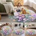 thumbnail image 5 of Round Rugs 4Ft, Teal Spring Floral Round Area Rug Washable Indoor Throw Carpet, Modern Oil Painted Daisy Botanical Soft Non Slip Circle Rug for Kitchen Nursery Room Home Decor Aesthetic, 5 of 8
