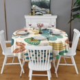 thumbnail image 2 of Round Waterproof Tablecloth 60×60 Inch, Dahlia Floral Reusable Indoor/Outdoor Durable Table Cover for Party Kitchen Dinner Room Decor, 2 of 6