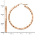 thumbnail image 3 of Real 14kt Rose Gold Polished Lightweight Large Diamond-cut Tube Hoop Earrings; for Adults and Teens; for Women and Men, 3 of 3