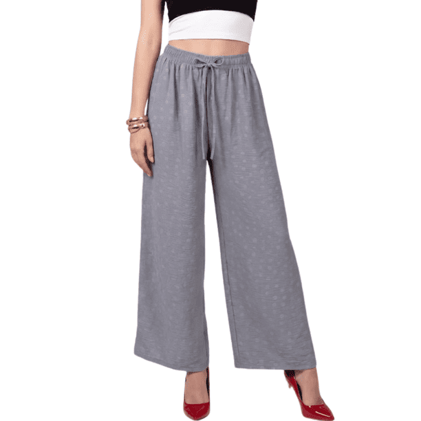 Pantalón Palazzo para Mujer Pantalón Holgado de Cintura Elástica con Jareta