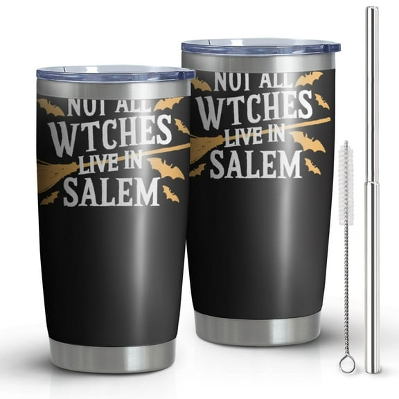 20oz Halloween Stainless Steel Car Tumbler - Spooky Ghost Pumpkin Double-Wall Vacuum Insulated Travel Mug with Straw, Spill-Proof Lid