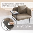thumbnail image 2 of Lounge Accent Chair with Small Table and Pillow, Modern Upholstered Single Sofa Armchair with Side Pockets and Metal Legs, Reading Seating for Bedroom Home Office, Khaki, 2 of 11