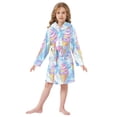 thumbnail image 6 of FORMRS Niños Bathrobe Unisex Hooded Robe Soft Plush Pajamas Sleepwear, Size 2-3T, Watercolor Ice Cream Pattern, 6 of 7