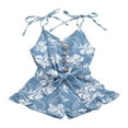 thumbnail image 1 of Bébé Enfant Fille Bouton Floral Combinaison Combinaison Tenues d'Été Combinaison Rose 2-3 Ans, 1 of 7