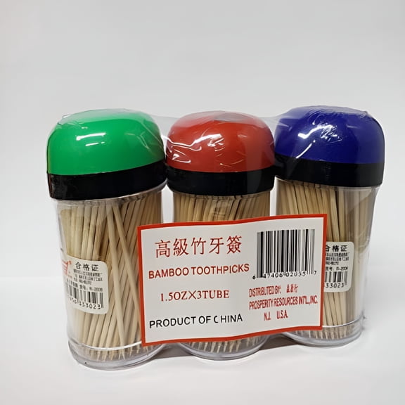 ACDANC Bamboo Toothpicks 200 Sticks/er Bottle X 3 Bottles