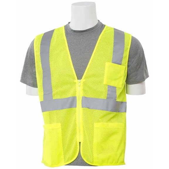 Delta Plus S363P Class 2 Mesh Hi Vis Lime Safety Vest With 4 Pockets, Small