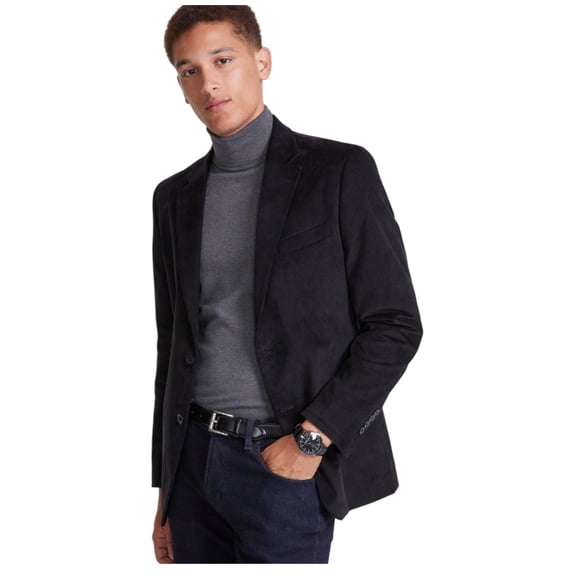 Nautica Mens Modern fit Corduroy Sport Coat Blazer 40 R Black Solid Stretch