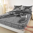thumbnail image 3 of Homewish Gray Gamepad Queen Sheet Sets,Game Console Flat Sheet,Modern Video Game Queen Fitted Sheet For Men Women,Breathable Home Decor,4-Piece, 3 of 7