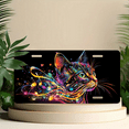 thumbnail image 6 of 1 Pcs 2D Flat License Plate Covers & Frames, Colorful Cat with Musical For Decorative Front, Waterproof For Decoration Aluminum License Plate Covers & Frames Cover For Men Women, 12" X 6", 6 of 7