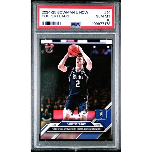 Graded 2024 Topps Bowman U Now Cooper Flagg #51 Rookie RC Basketball Card PSA 10 Gem Mint