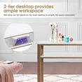 thumbnail image 3 of BarberPub Makeup Vanity Desk with Storage, Manicure Table with Metal Frame, Faux Marble Top, 3 of 9