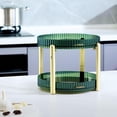 thumbnail image 5 of 360 Degree Rotating Makeup Organizer Rack Holder Make up Storage 2 Tier Display Shelf for Dresser Countertop Vanity Bathroom Bedroom Green, 5 of 8