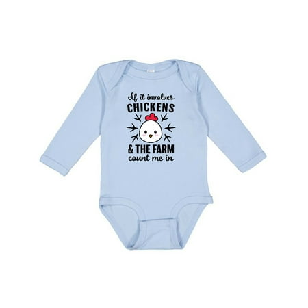 

Inktastic If It Involves Chickens & the Farm Count Me in Gift Baby Boy or Baby Girl Long Sleeve Bodysuit