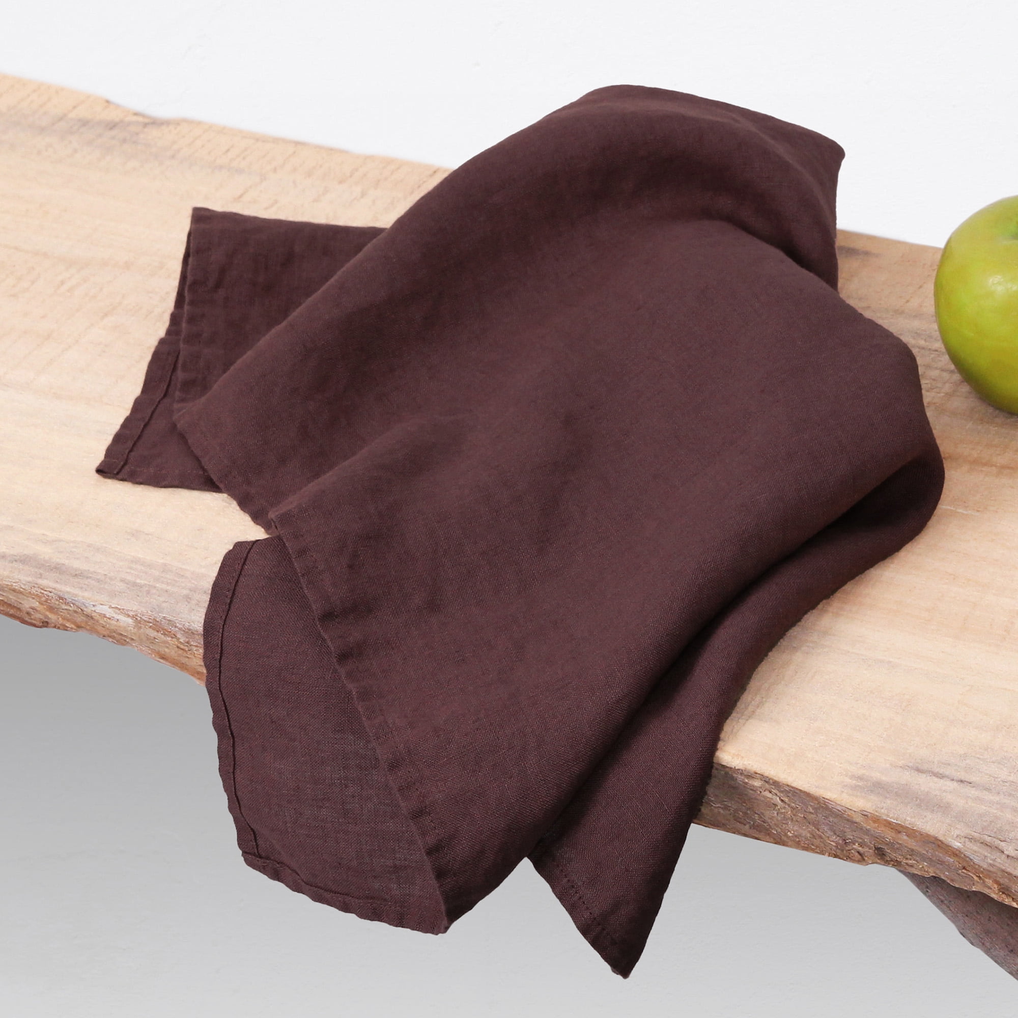 100% Linen Tea Towels 14 x 28 Inch Kitchen Dish and Hand Towels Set of 4 - Coffee
