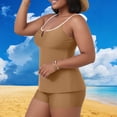 thumbnail image 2 of UPPADA Womens Plus Size Tankini Swimsuit Two Piece Tummy Control Bathing Suits Swim Tops and Shorts Swim Set Comfy Swimwear With Shorts Khaki Swimsuit,XL, 2 of 8