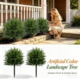 thumbnail image 2 of Artificial Cedar Topiary Tree in Pot, UV Resistant Weatherproof Faux Evergreen, Pre-Potted for Front Door Porch Patio Yard Indoor Garden Decor(4PCS)(k), 2 of 5