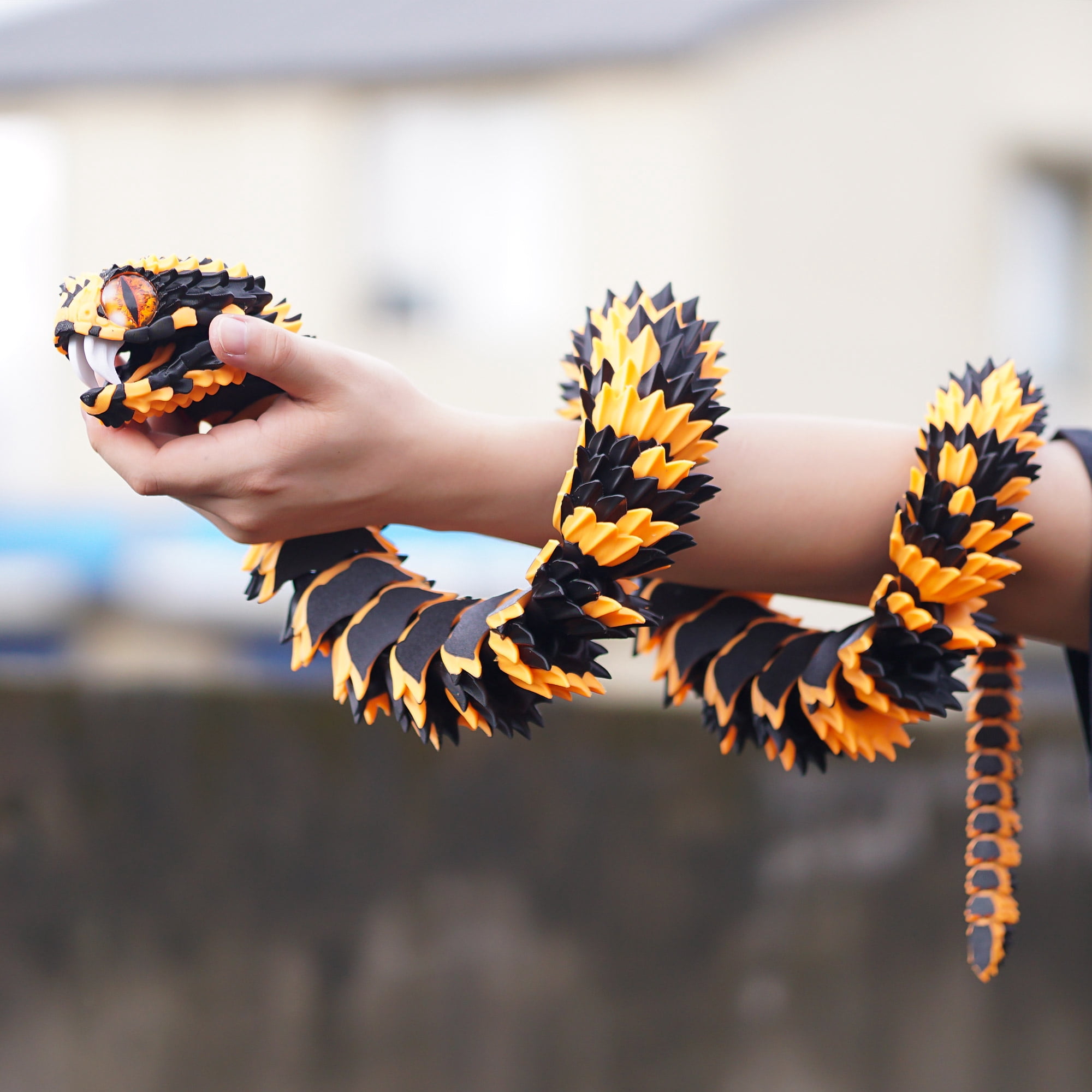 47.5inch 3D Printed snake,Flexible Joint Animal lacertid Figurines,Realistic Eyes, Home Office Decor,Fidget Toy for Adults Teens Boy Festival Gifts
