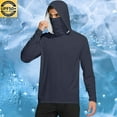 thumbnail image 2 of Fanxing Mens Hooded Sun Shirt with Mask Big and Tall Lightweight Hoodies Full Zip Jacket Long Sleeve UPF 50 Rash Guards Fishing Shirts for Men Navy,XL, 2 of 7