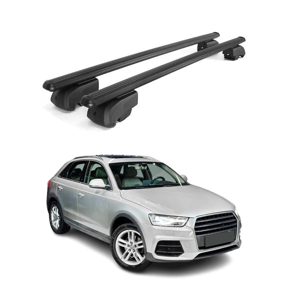 Lockable Roof Rack Cross Bars Luggage Carrier for Audi Q3 2013-2018 Black 2Pcs