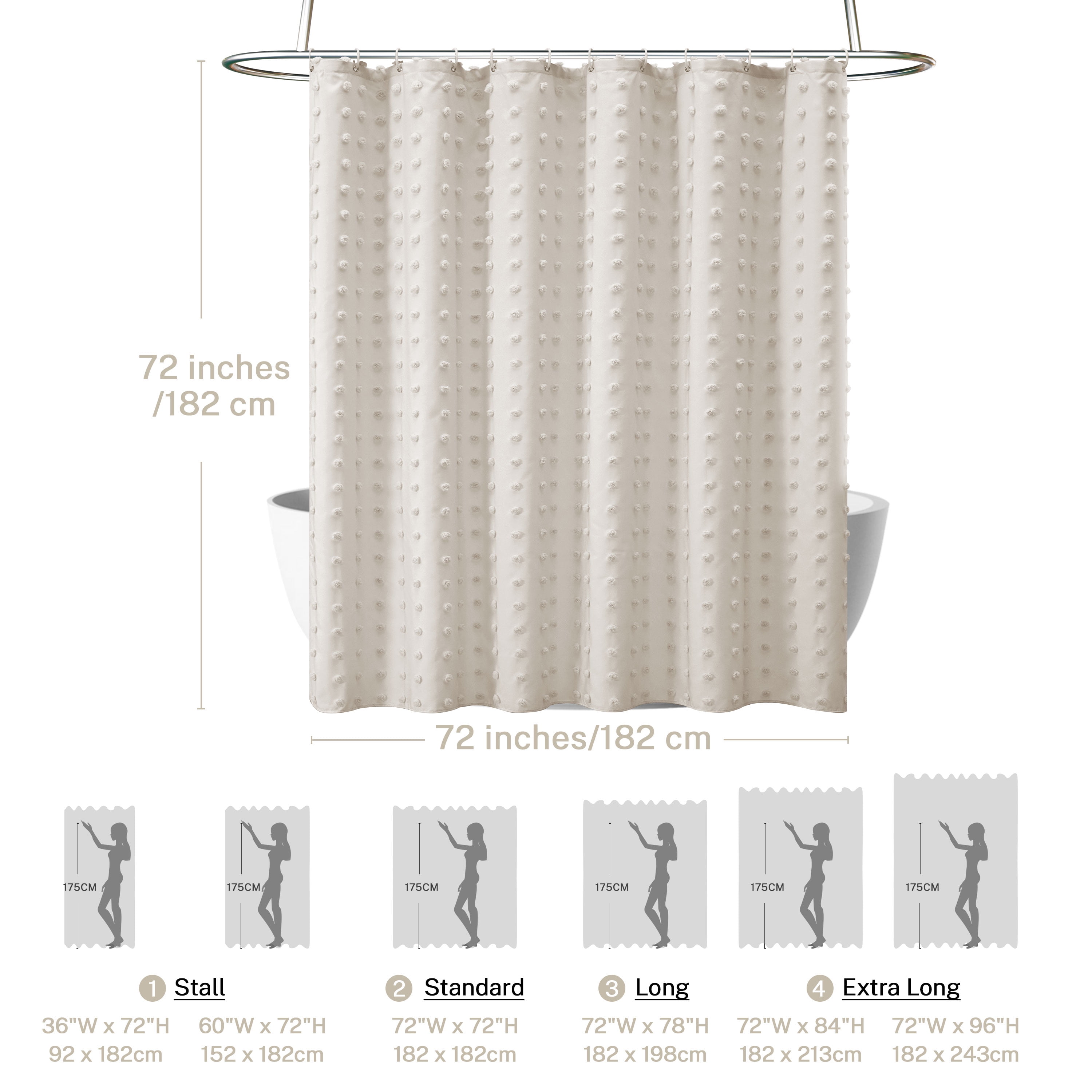 BTTN Extra Long Shower Curtain - 72x84 Inch Long Boho Linen Thick Fabric  Shower Curtain Set with Pla…See more BTTN Extra Long Shower Curtain - 72x84