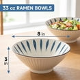 thumbnail image 2 of Ramen Bowls Set of 4, 33 oz Ceramic  Style Noodle Bowls, 8 Inch Conical Pho and Udon Bowls with Blue Leaf , Ribbed Texture, Microwave & Dishwasher Safe, 2 of 6