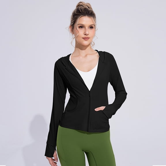 Women Long Sleeve Zip Shirt Sun UV Protection Jacket Outdoor Sports Coat Tops