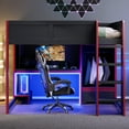 thumbnail image 3 of Harper & Bright Designs Full Gaming Loft Bed with Desk and LED Lights, Wood Full Size Loft Bed with Built-in Wardrobe and Drawers, Black, 3 of 13