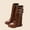 Brown, variant on Girls Mid Calf Fold Over Boots Chunky Sole Wide Non Slip Side Zipper Flexible Tall Booties for Kids Girls Brown 11 M(28)