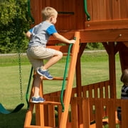 Backyard Discovery Skyfort II Cedar Wood Swing Set, Wave Slide, Clubhouse, Crow's Nest