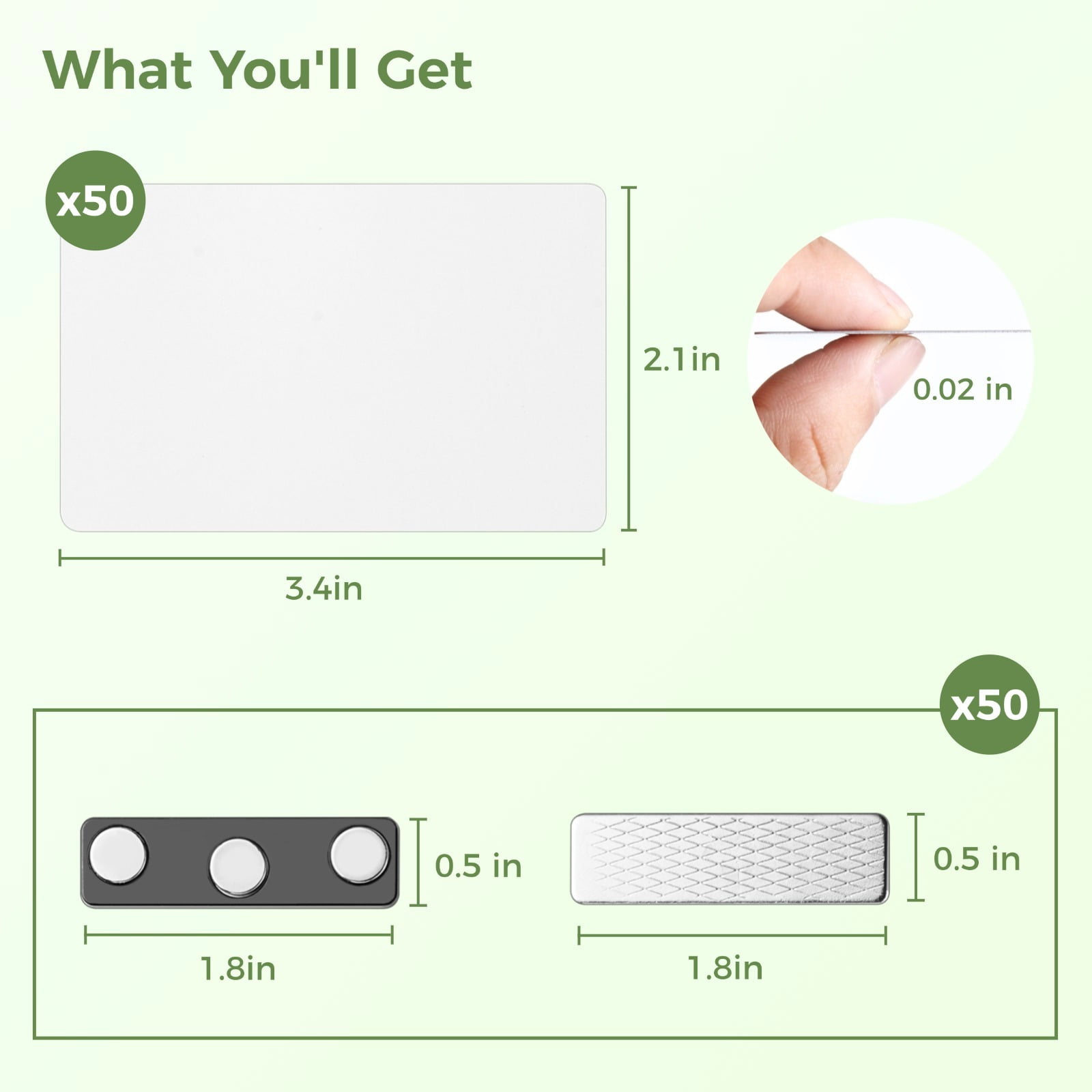 Magnetic Fasteners & Hot-Sublimation 50-Pack Blank Metal Name Tags, Printable Name Badges for Shirts, Jackets