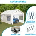 thumbnail image 6 of Tcbosik 10' x 20' Carport, Heavy Duty Car Canopy, Portable Tent with Roll-up Ventilated Windows, Removable Sidewall & Doors for Outdoor, Backyard, Garden, White, 6 of 7