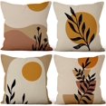 thumbnail image 1 of LAICAIW Boho Pillow Covers 22x22 Inch, Mid Century Sunrise Throw Pillow Covers Abstract Black Leaves Square Cotton Linen Terracotta Couch Pillowcases, Set of 4 (No Inserts), 1 of 7