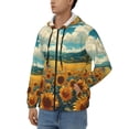 thumbnail image 3 of Goofa Field Style Bicycle Young Sunflower Pattern Mens Full-zip Hoodie, Zip-up Pullover Hooded Sweatshirt, Kangaroo Pocket Hoodie Ideal for Daily Wear, Travel, and Home-Small, 3 of 5