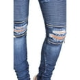 thumbnail image 2 of G-Style USA Women's Biker Style Zip Ripped Rider Jeans - RJL462 - Blue - 13, 2 of 4