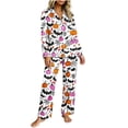 thumbnail image 6 of BaoFuBaoMei Halloween Pajamas Sets Woman Plus Size Long Sleeve Top and Pants Sleepwear Pumpkin Bat Spider Web Print Soft Cozy Lounge Set, 6 of 7